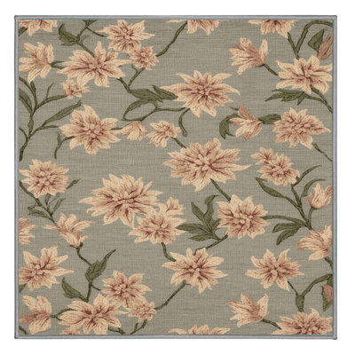 Machine Washable Botanical Gray Area Rug