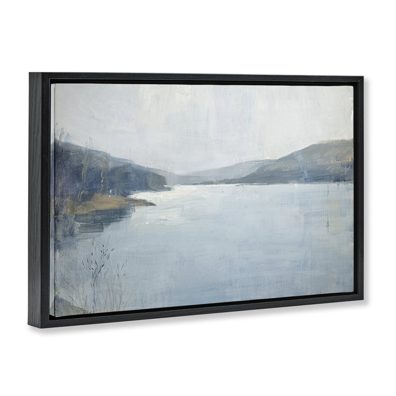  Toile flottante encadrée «Faded Distant Mountains» par LSR Design Studio, Cadre flottant noir de jais, H 17 po x l 25 po