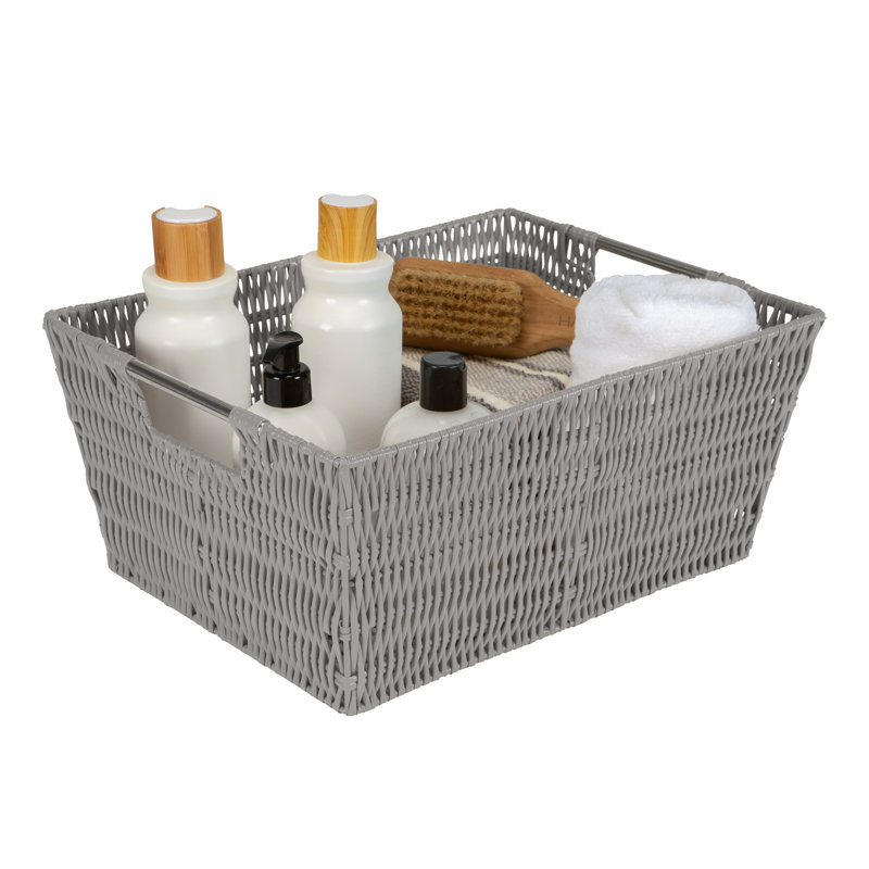 Coastal Charm Rattan Storage Tote Set with Stainless Steel Handles