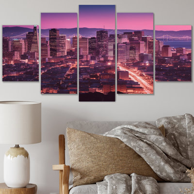 San Francisco Skyline And Bay Bridge VII - Cityscapes Wall Art Living Room - 5 Panels