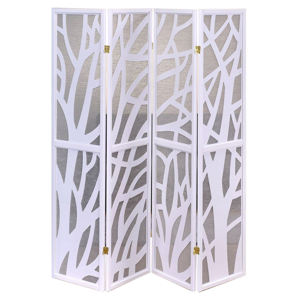 Wrought Studio™ Corleone White 4 Panel Screen With Tree Design With ...