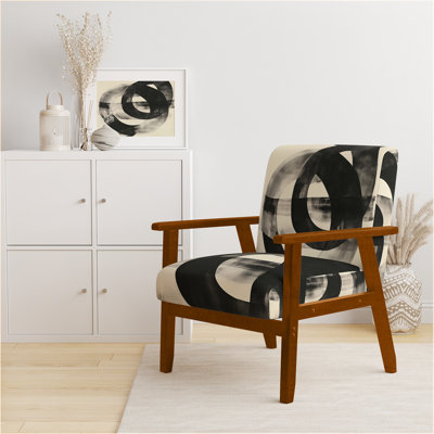 Chaise rembourrée à formes abstraites - Fauteuil géométrique noir et blanc Minimal Curves III