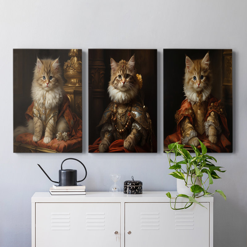 Série royale d'animaux LII - ensemble de toiles tendues avec châssis Premium - prêt à être accroché