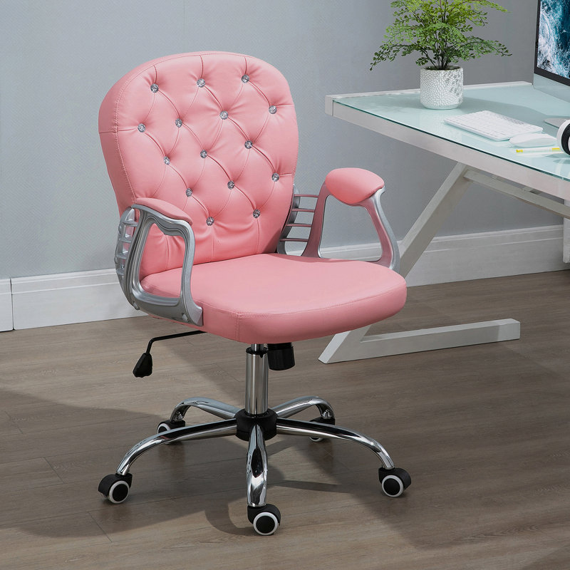 Chaise de bureau avec structure en métal, similicuir, pivotant, soutien lombaire, hauteur réglable, roulettes