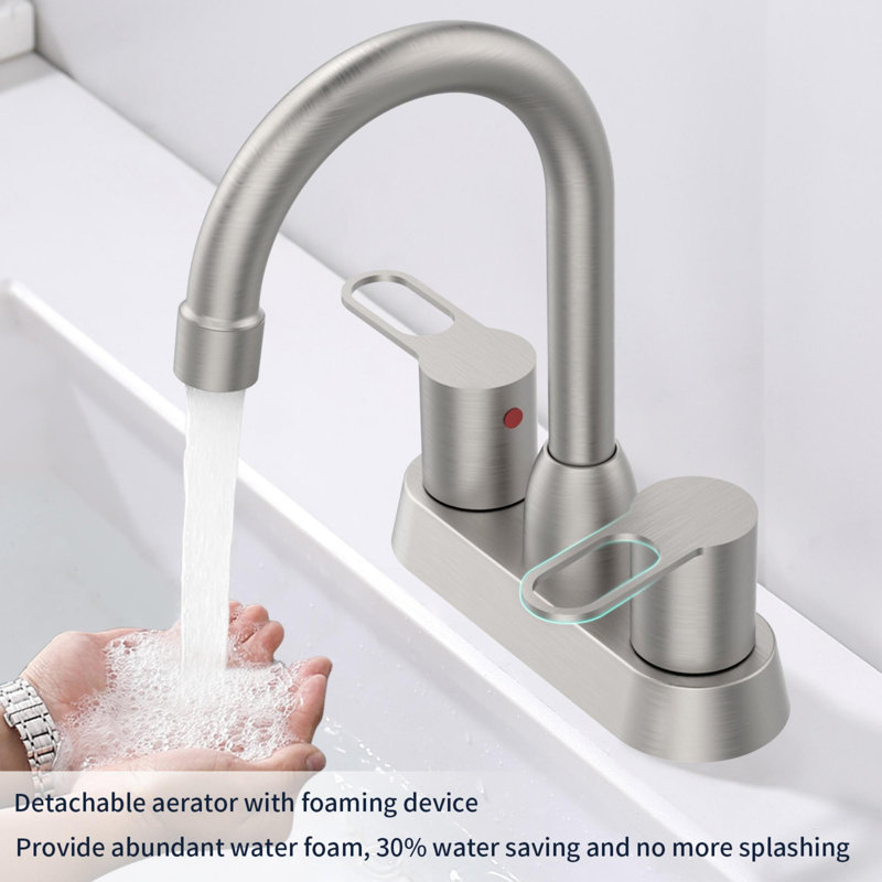 Robinet de salle de bain avec bec tournant à 360 degrés, Nickel brossé