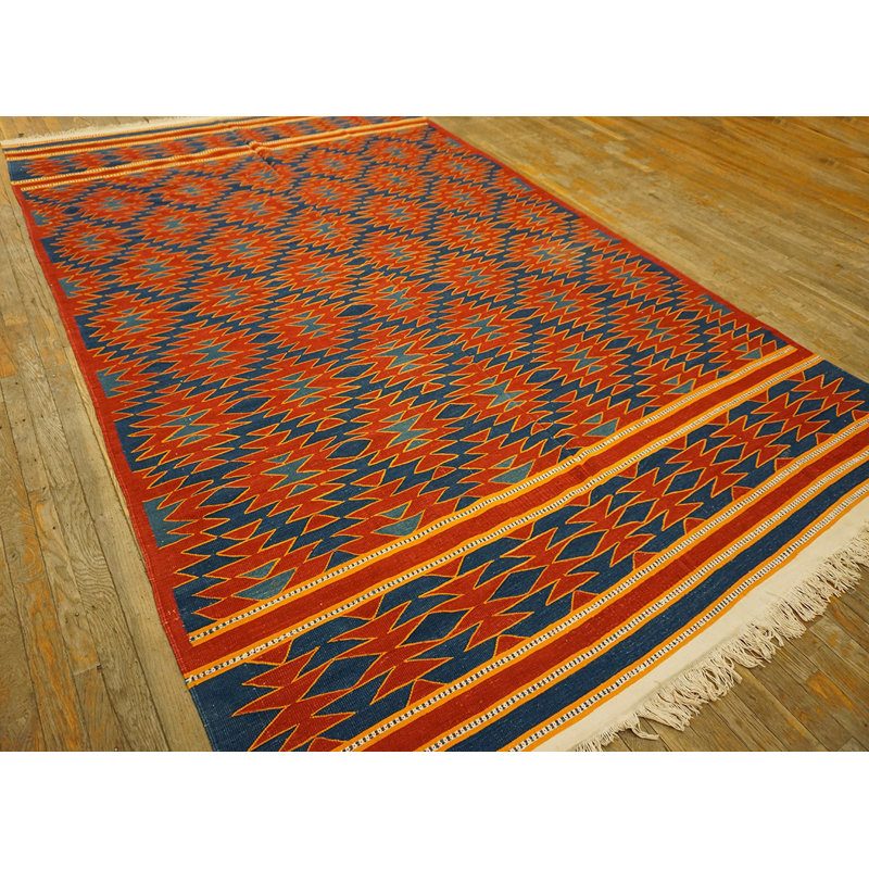 Antique Dhurrie Hallway Runner Cotton Blue Rug