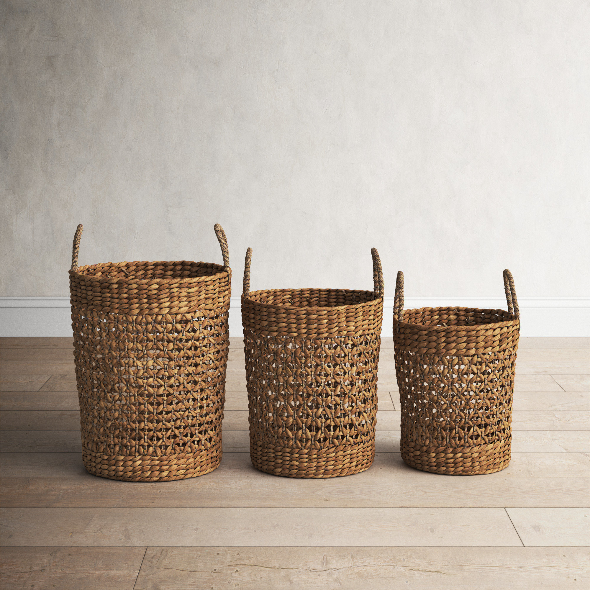 Large Wicker Storage Basket, Set of 3 Woven offers Seagrass Blanket Baskets