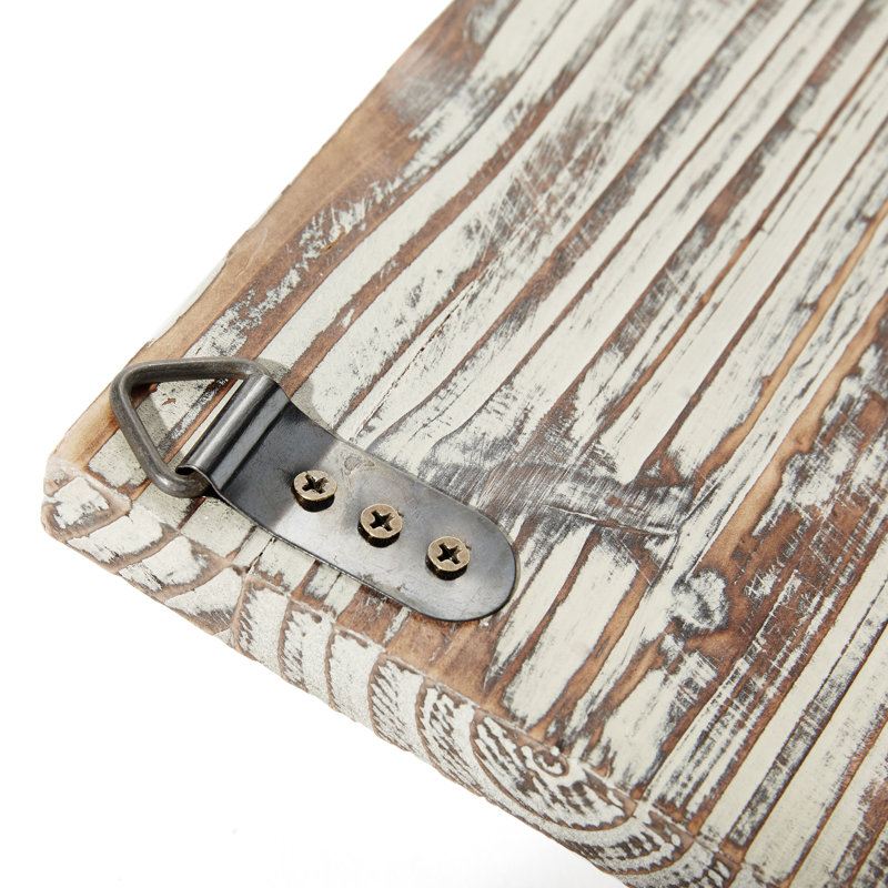 Wall-Mounted Torched Wood Entryway Organizer with Chalkboard, Mail Sorter, Memo Clips and Key Hooks