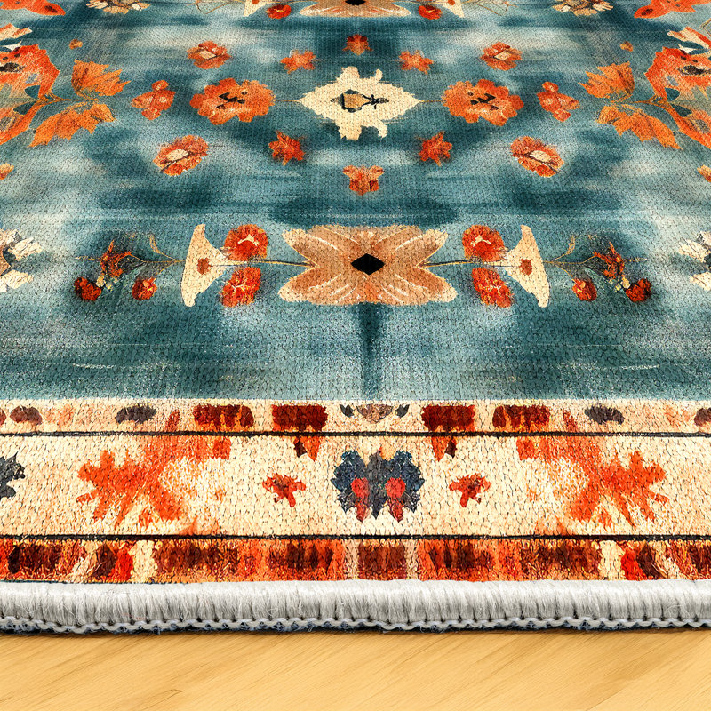 Arathorn Collection Digital Print Cotton-Polyester Blend Rug , Rectangle 6'7" x 7'3"