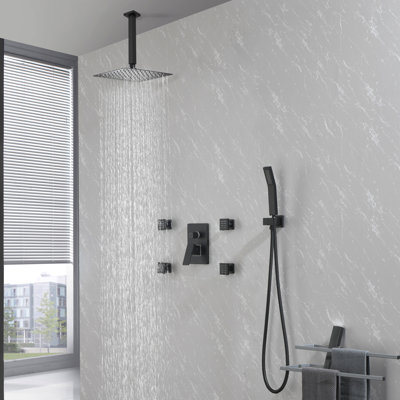 Système de douche Système de douche en acier inoxydable 1 pièce 10 pouces noir mat