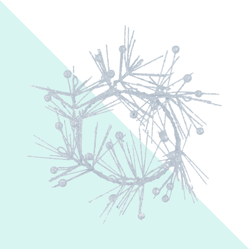 Couronne perlée, H 3,5 po x l 3,5 po, Neige