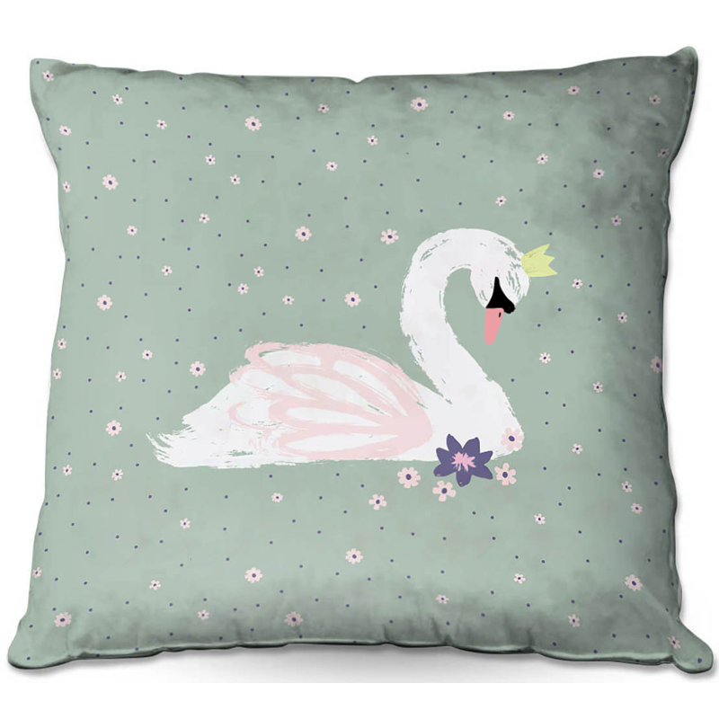  Coussin Couch Swan 1, 18 po x 18 po, Bleu sarcelle