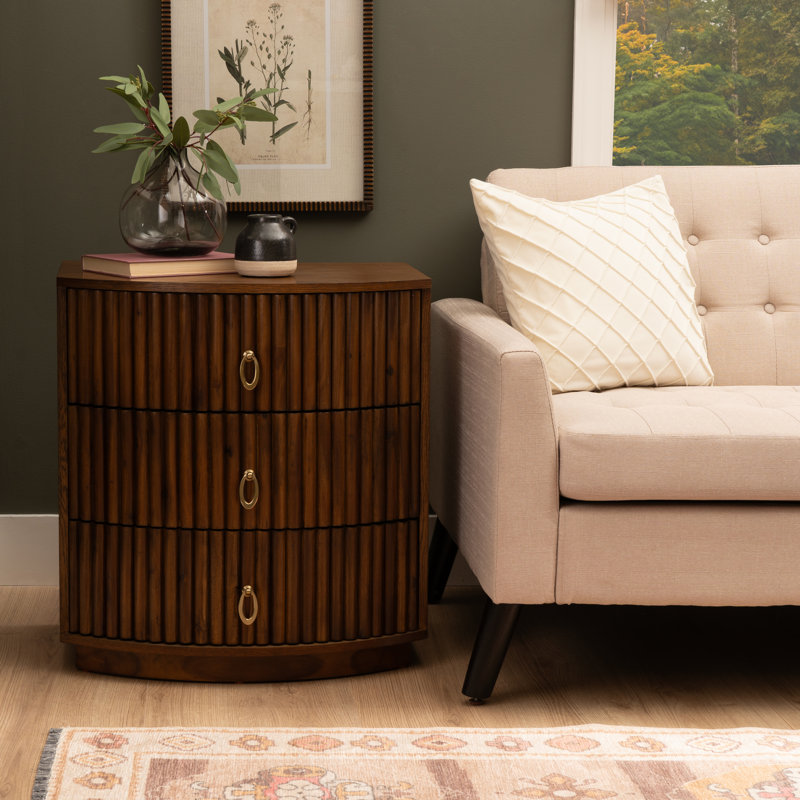 Chantel 3 Drawer Nightstand White, Brown