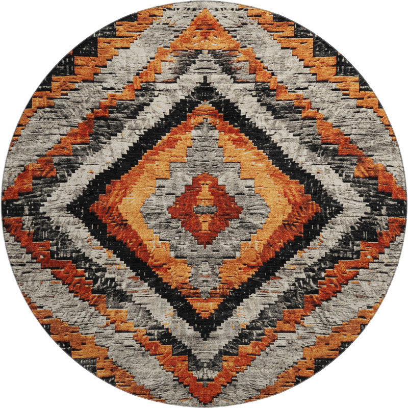 Premium Machine Washable Jakiyra AMF1890 Aztec Rug, Round 8'