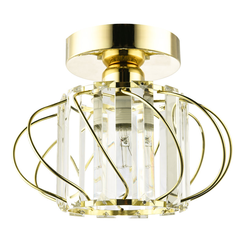 Modern Polished Ceiling Light Fitting With Clear Crystal Glass By Happy Homewares, Gold