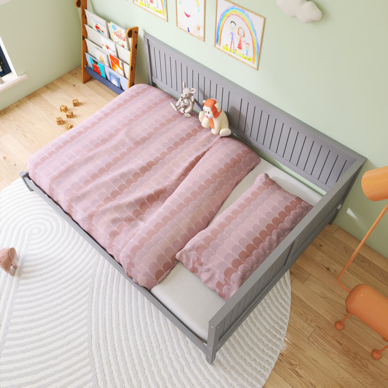 Lit double moderne en bois, Gris