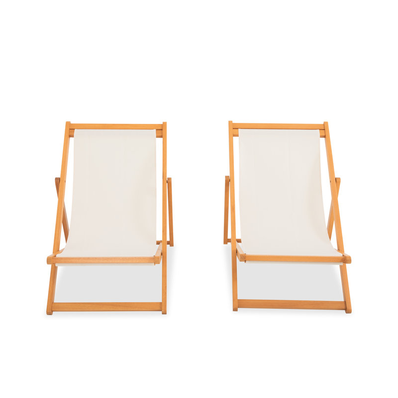 Ensemble de 2 chaises longues pliantes en bois d'eucalyptus massif