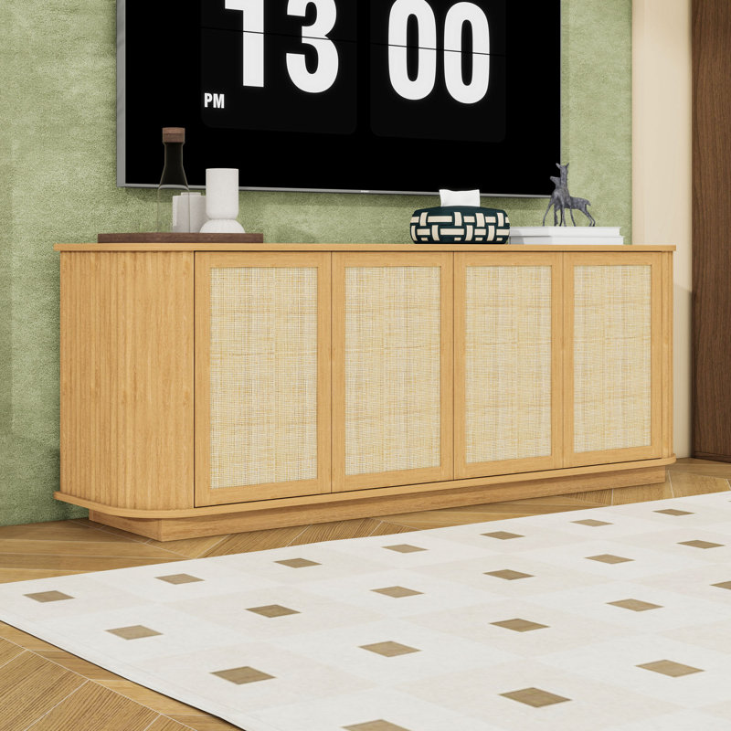 Meuble télé 64 po en bois avec armoire et portes