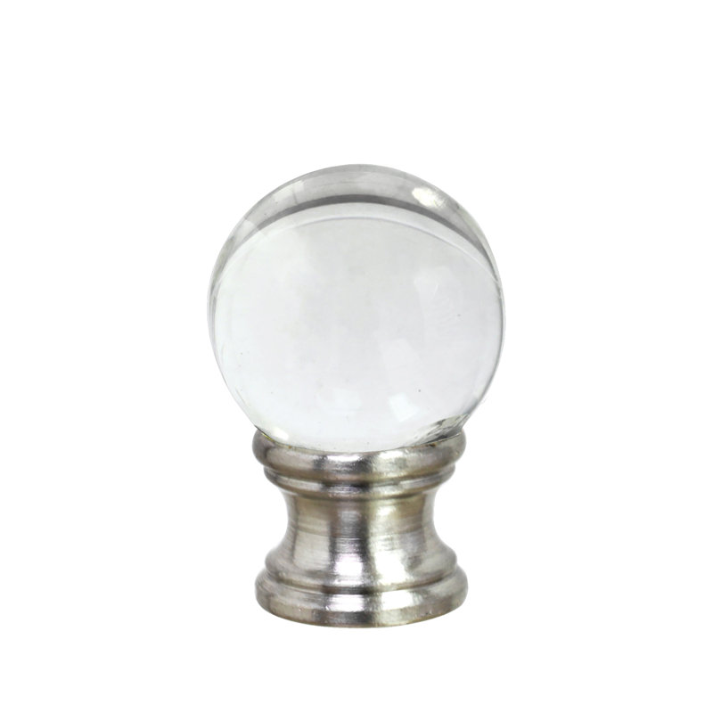 Clear Glass Ball Lamp Finial with Brushed Nickel Base