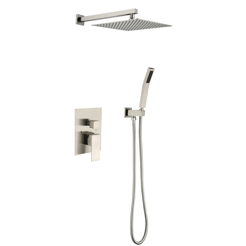 10" Wall Mounted Shower Head Rain - Build, Powerful Water Jet, Self-Cleaning, Brushed Nickel Color Mount Construction, Appearance