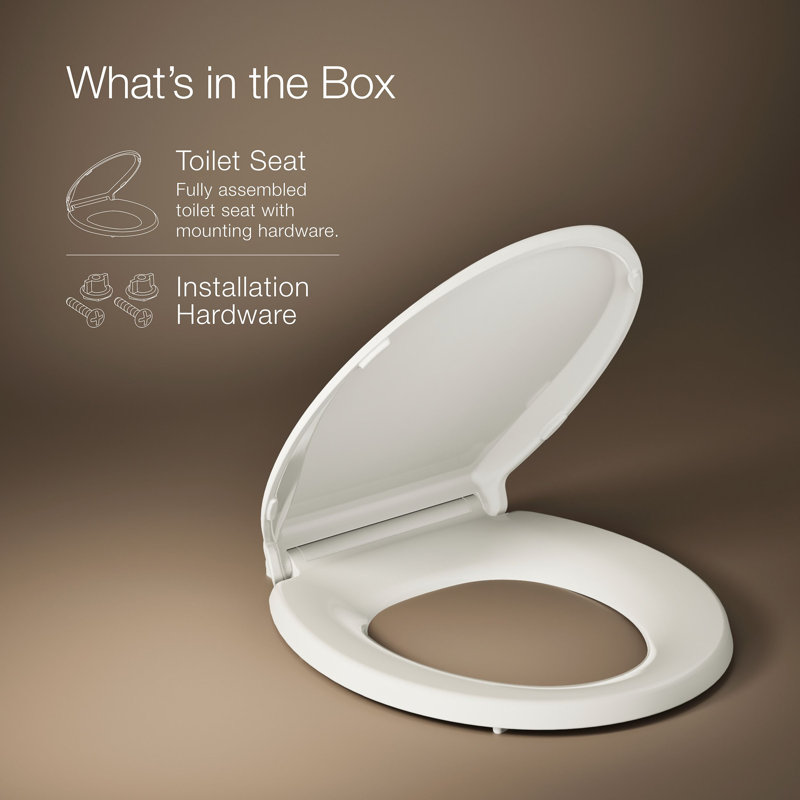 Cachet® Quiet-close™ Round-front Toilet Seat, Biscuit, Ready Latch