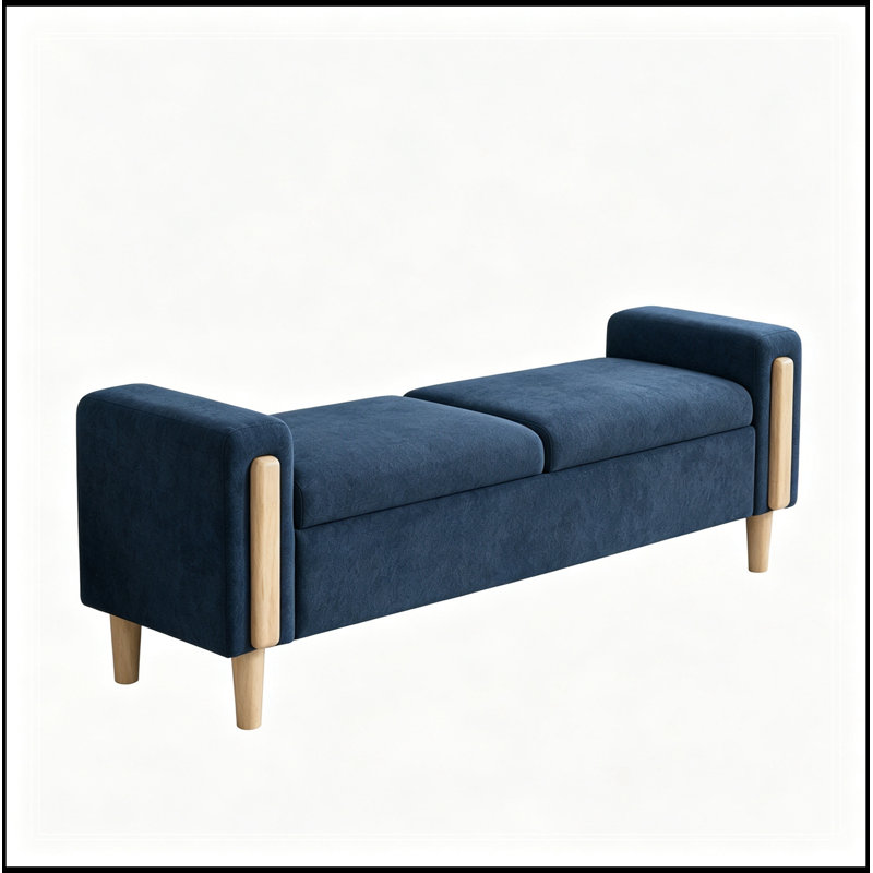 Fauteuil Stéphanie en chenille avec accoudoirs et pieds robustes, Blue