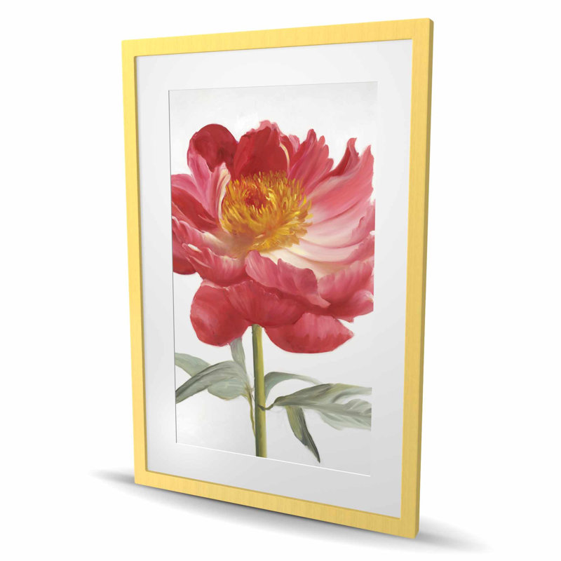 Imprimé floral pivoine rose, H 36 po x l 24 po