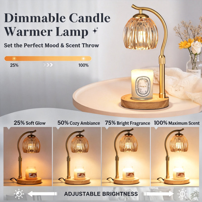 Candle Warmer Lamp,with Timer & Dimmer,(Amber)