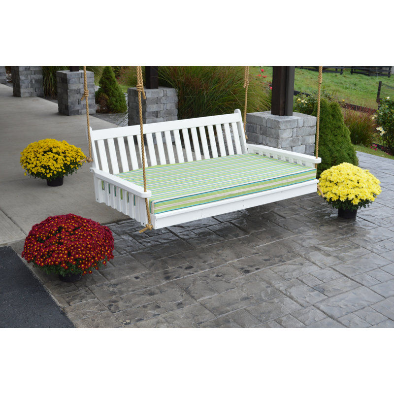 Outdoor Bench Seat Cushion, Lime Stripe, 2" H x 75" W x 39" D