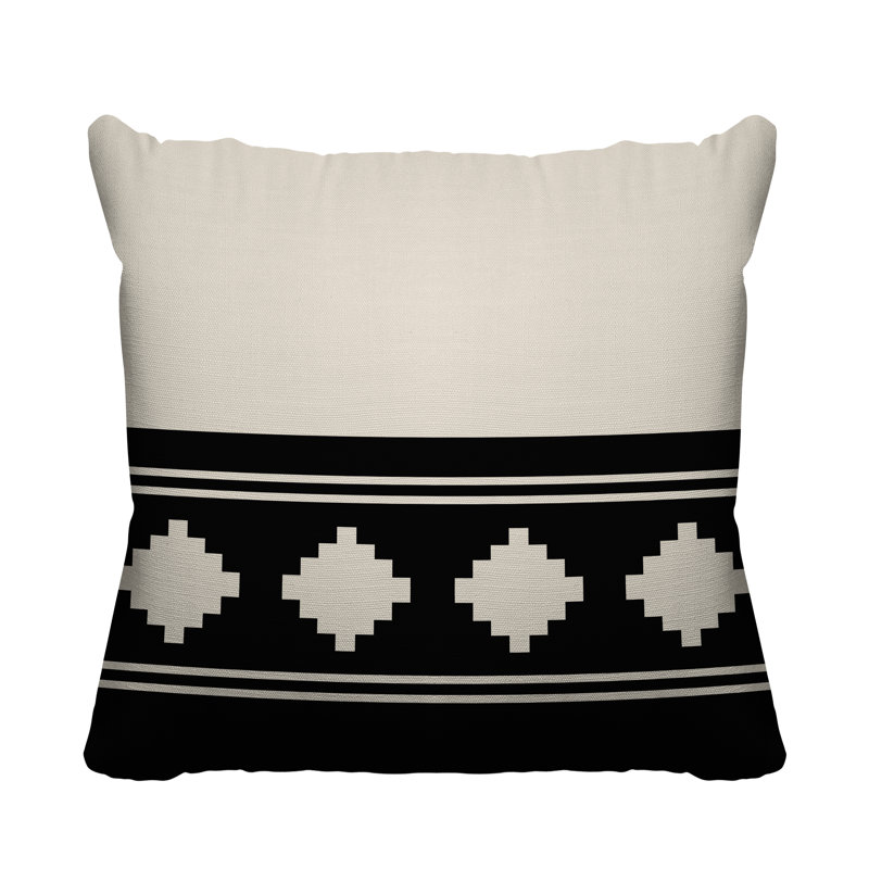 Coussin intérieur / extérieur Ector Southwestern, Noir, L 15 po x H 15 po