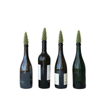 4-Piece Unscented Bottle Taper Candles In Box With Design