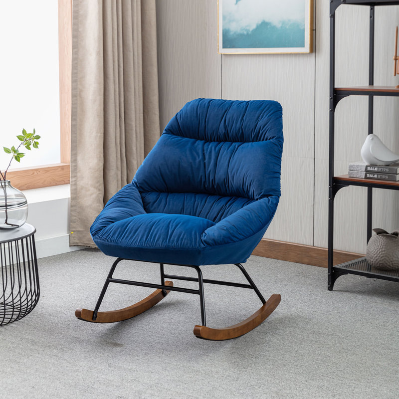 Chaise berçante Ireri, Velours bleu marine