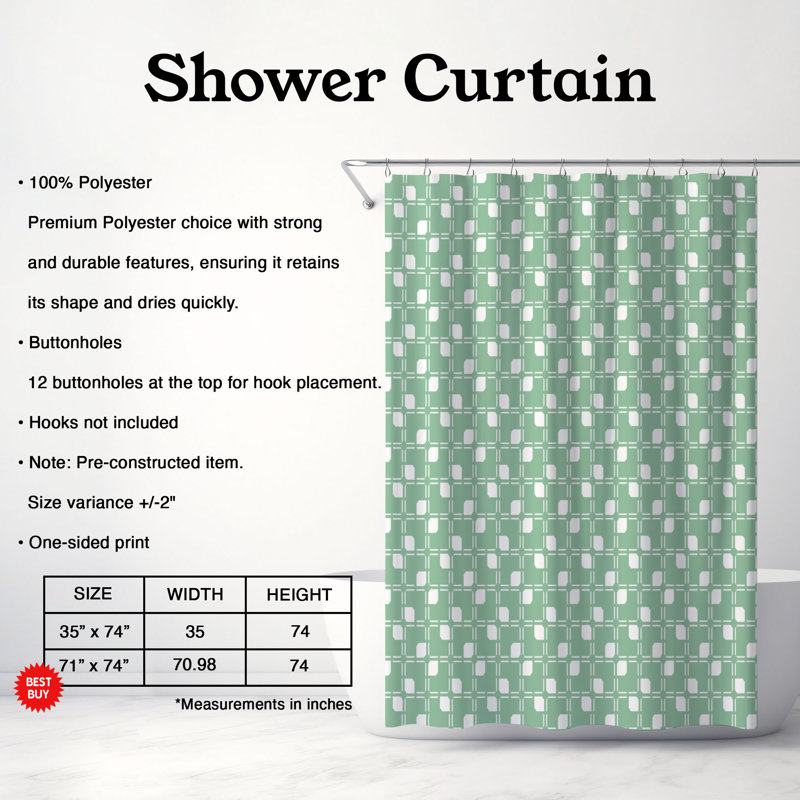 Rideau de douche Marine Drift - Premium, H 74 po x l 71 po, Vert