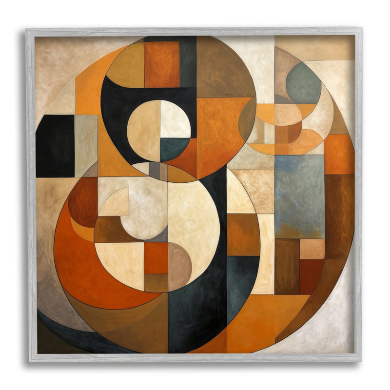 «Dark Contemporary Shapes» encadré sur bois par Irena Orlov, H 24 po x l 24 po x P 1,5 po, Estampe numérique Farmhouse
