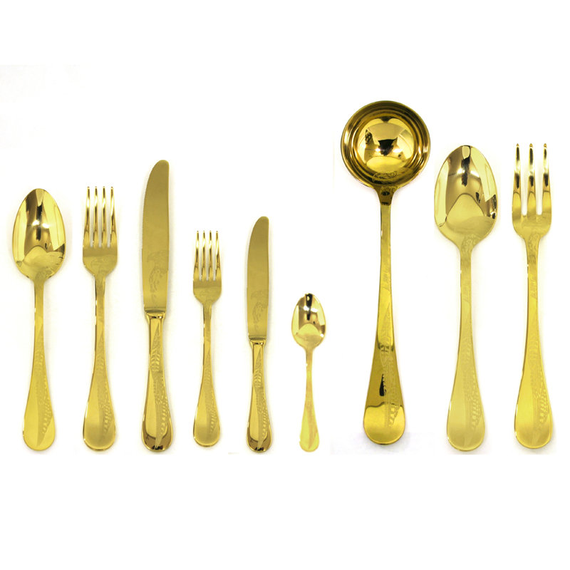 Caccia Flatware Set - 75 Pieces - Gold, Gold