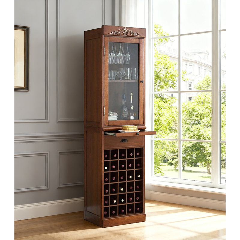 19.69" Brown Rectangular Solid Wood Wine Racks, Brown