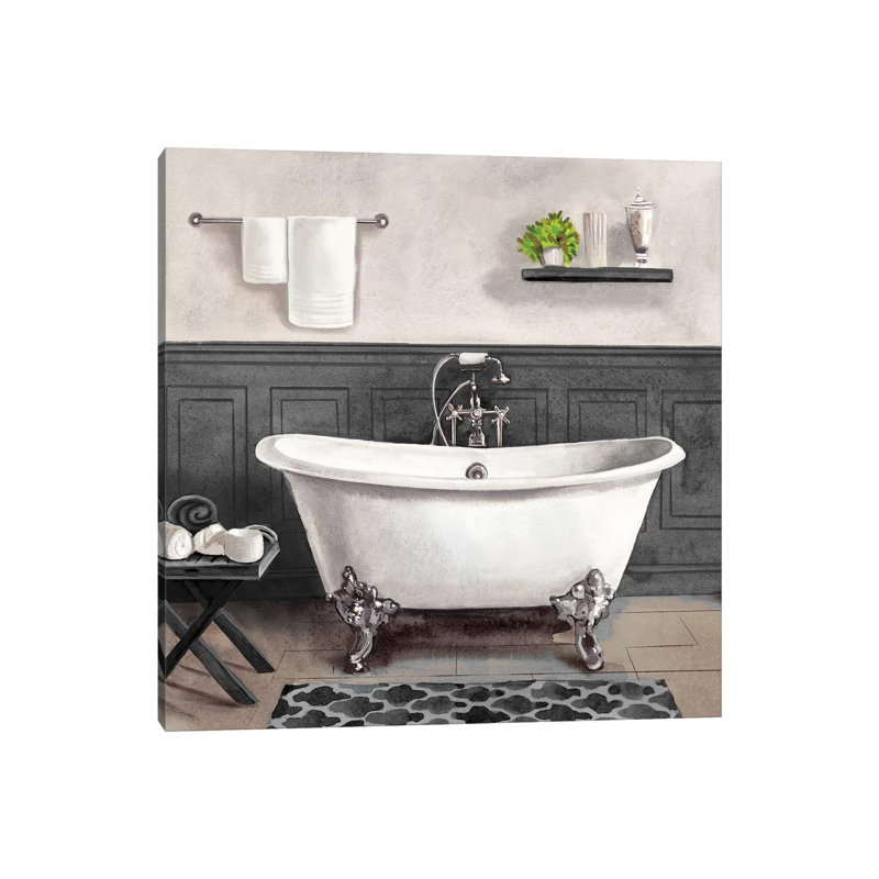 Serene Bath II noir et blanc par Bannarot - Giclée sur toile tendue avec châssis, H 12 po x l 12 po x P 0,75 po