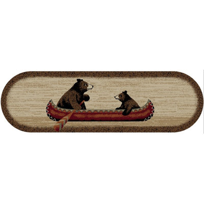 Tapis d'escalier 9 x 30 Cosy Cabin Bear Canoe