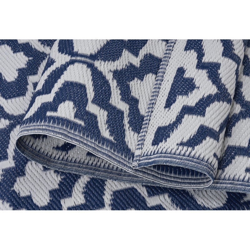 Tapis marocain tropical bleu intérieur / extérieur 4 pi x 6 pi