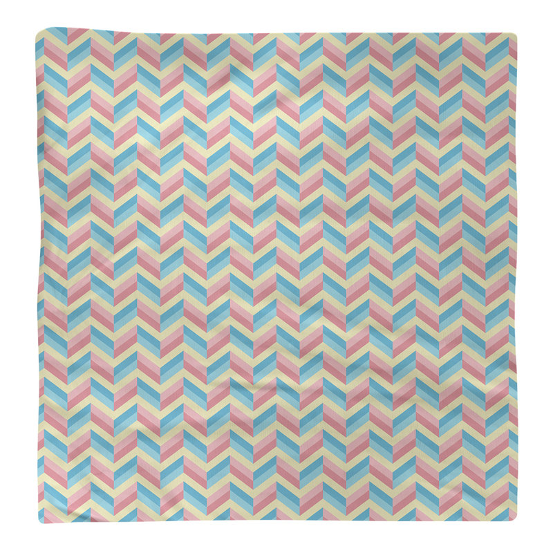 Serviette en coton chevron, Bleu / Rose, 0,1 po x 10 po x 10 po, Sergé de polyester