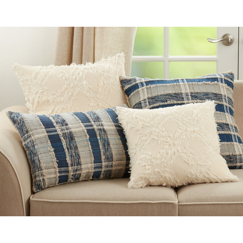 Ivory Cotton Fringe Waffle Weave Euro Pillow Cover