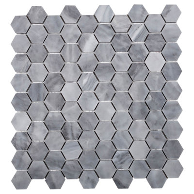 Indigo 1.2 in. x 1.2 in. Honeycomb Polished Marble Tile