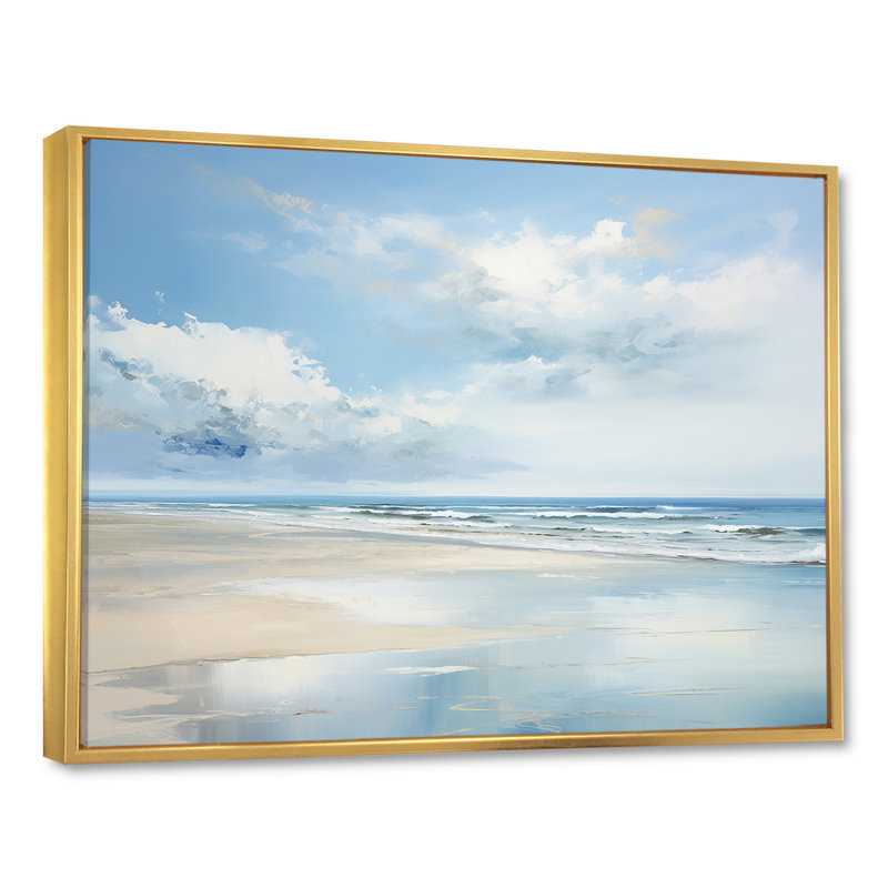Popham - océan côtier, reproduction d'art sur toile encadrée, Cadre flottant doré, H 24 po x l 32 po x P 1 po