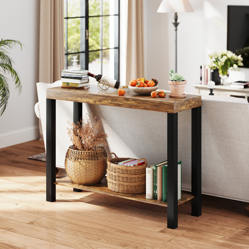 Table de bar à 2 niveaux avec tablette à tablettes ouvertes et rangement pour la maison