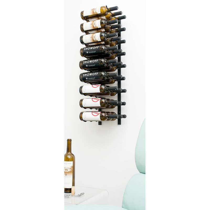 18 Bottle Wall Mounted Wine Bottle Rack, 91.5cm H x 31cm W x 30.5cm D, Matte Black