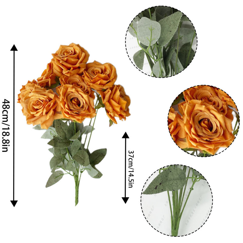2 paquets de roses artificielles, Orange