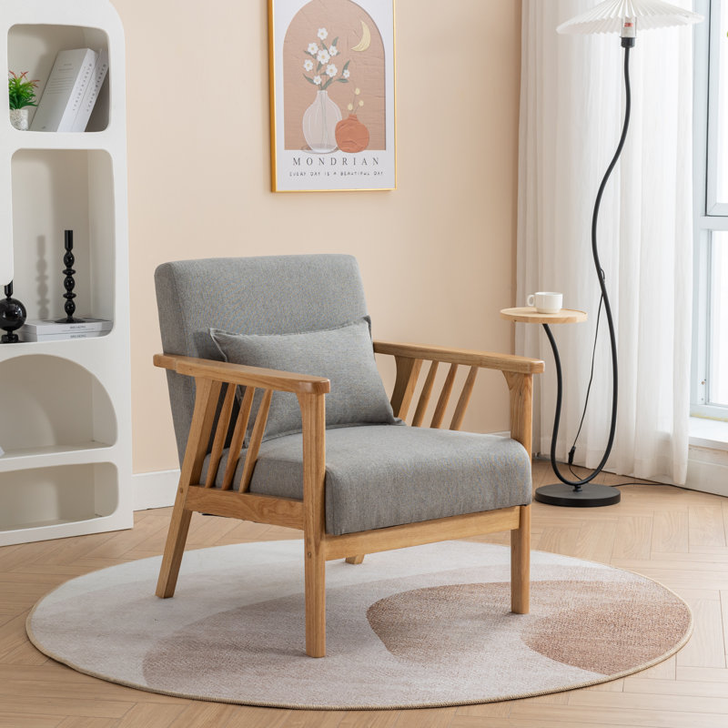 Kialie Upholstered Armchair, Gray Linen
