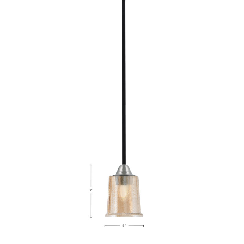 Ahern Mini Pendant, Matte Black & Brushed Nickel Finish, 5.25" Amber Bubble Glass, Amber/Matte Black; Brushed Nickel