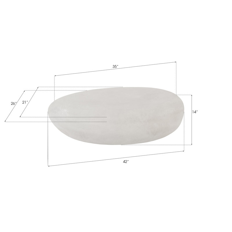 River Stone Solid Coffee Table, 14" H x 42" L x 26" W, Roman Stone
