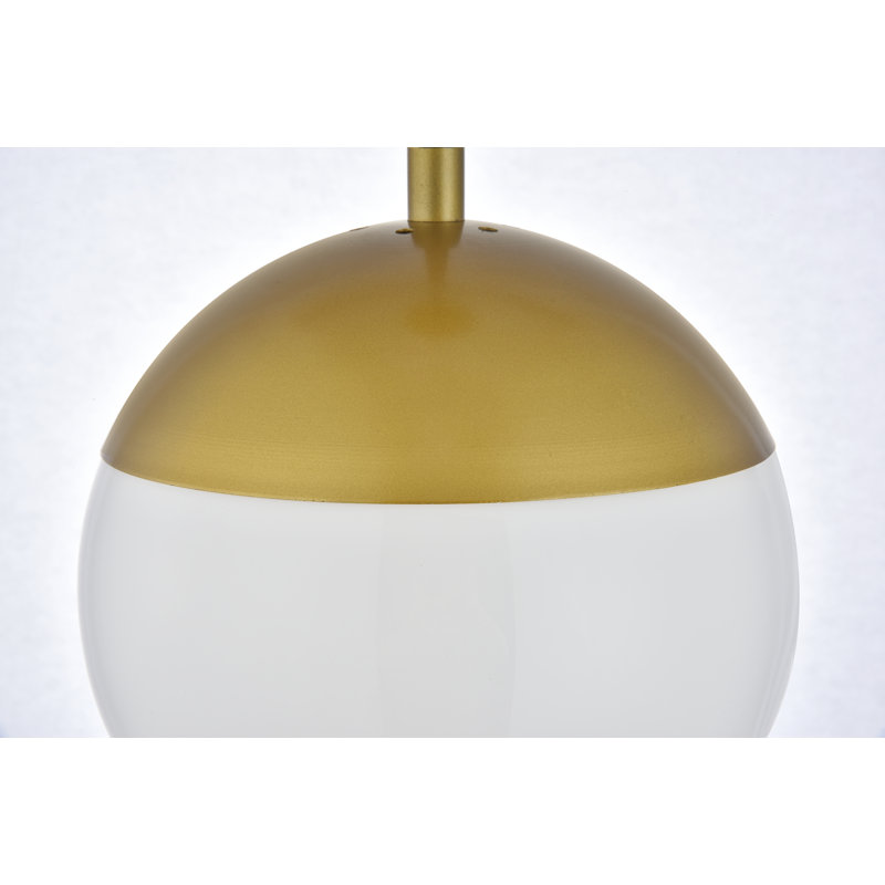 Luminaire suspendu sphère en verre et en métal 1 lumière Bulera, H 175 po x l 8 po x P 8 po, Golden